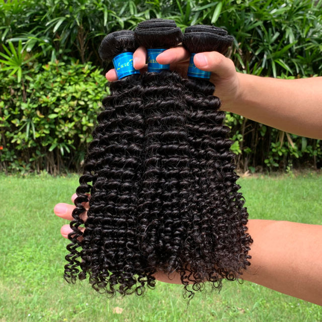 Luxefame Loose Curly Wave Hair Brazilian Human Hair Weave Bundles Natural Black