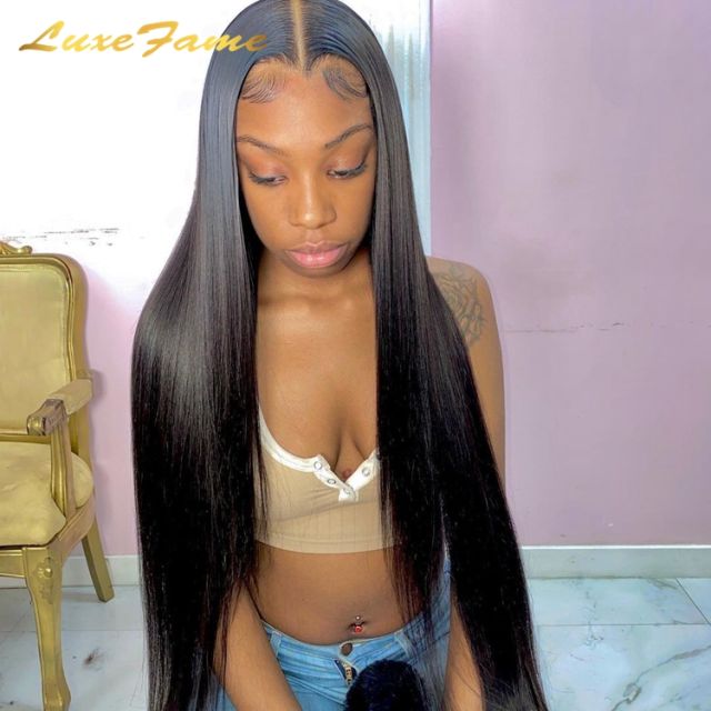 Luxefame 160-200 Density Straight Human Hair Lace Wigs 13*6 PrePlucked Lace Frontal Wig