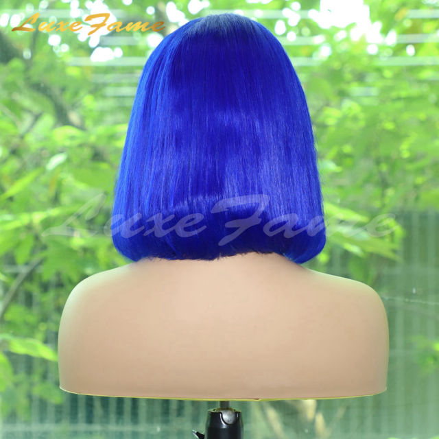 Wholesale 180% Density Blue Bob Wigs Human Hair Lace Front 100% Human Hair Vendors