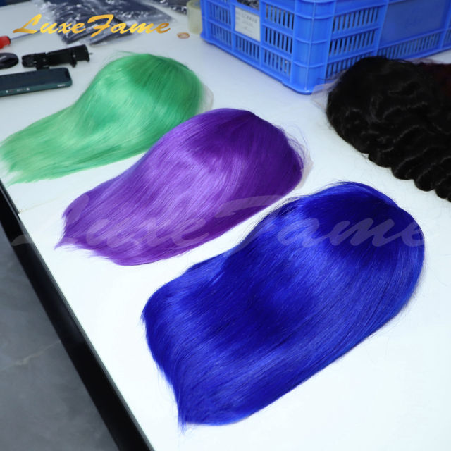 Wholesale 180% Density Blue Bob Wigs Human Hair Lace Front 100% Human Hair Vendors