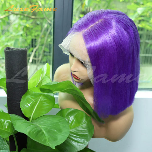 Raw Brazilian Red Orange Pink Purple Cut Bob Wigs Lace Wigs 100% Virgin Human Hair