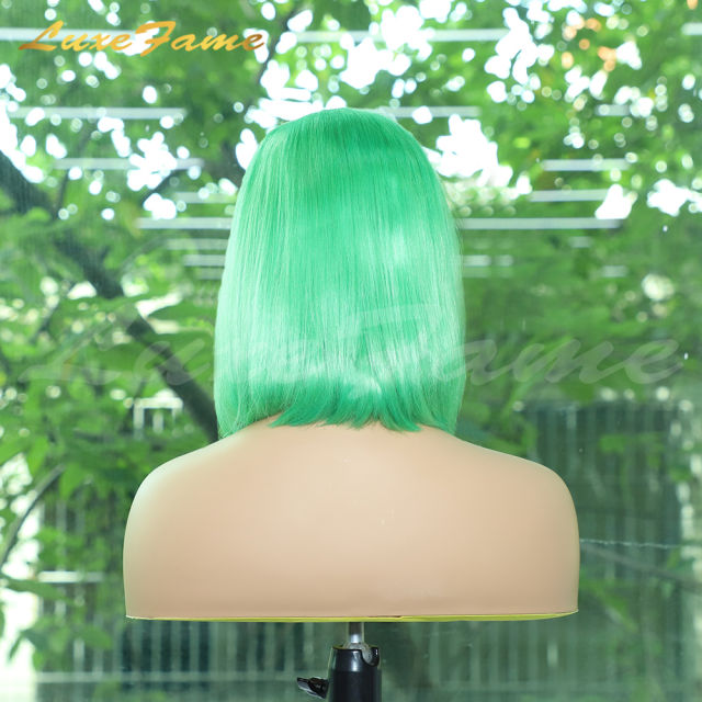 Green Color Lace Frontal Bob Wig Pre Plucked Raw Virgin Hair Wig With Baby Hair