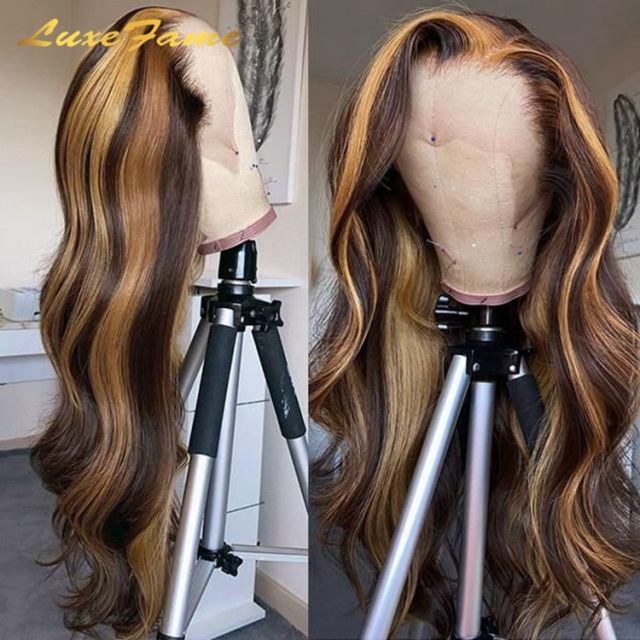 Drop Shipping P4/27 Highlight Curly Frontal Wig Human Hair Lace Wigs With Top Quality