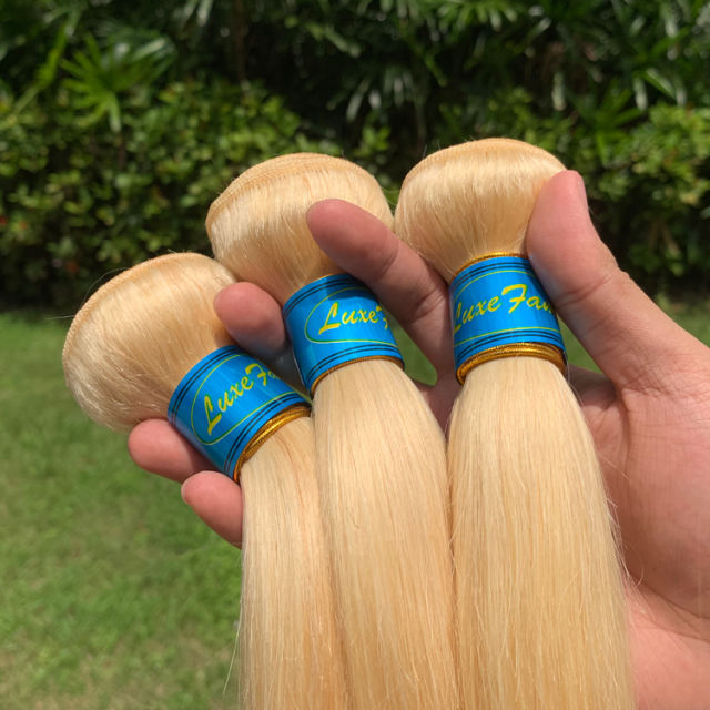 Luxefame Blonde 613 Color 40 Inch Long Brazilian Straight Hair Bundle Human Hair Virgin Brazilian Hair Weave