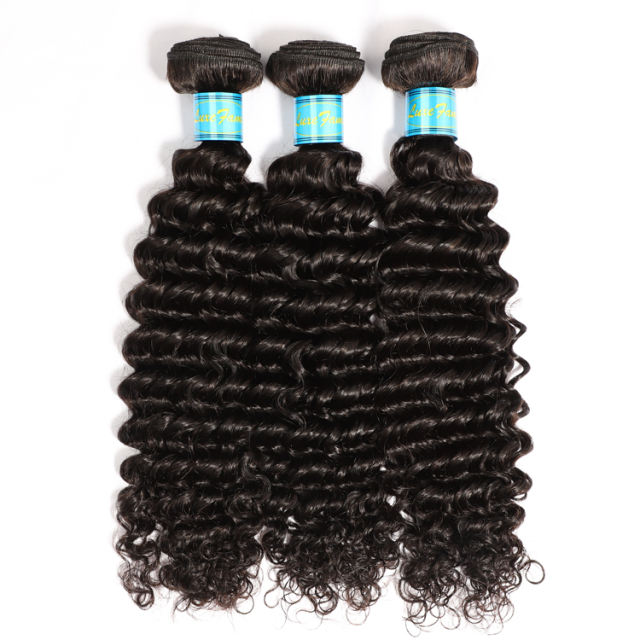 Luxefame Wholesale Bundle Hair Vendors Deep Wave Cheap 10-30inch Raw Virgin Remy Human Hair Weave  Hair Bundles