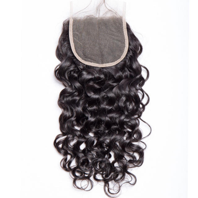 Luxefame Lace Closure 4x4 Illusion Lace Closure Water Wave ,Invisible Lace Raw Unprocessed Hd Closure