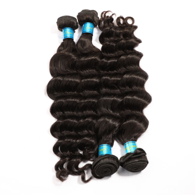 Luxefame Loose Wave Hair Brazilian Human Hair Weave Bundles Natural Black