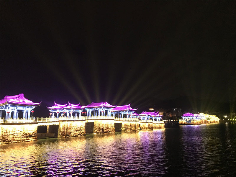 Chaozhou, Guangji Bridge, light show, beautiful view