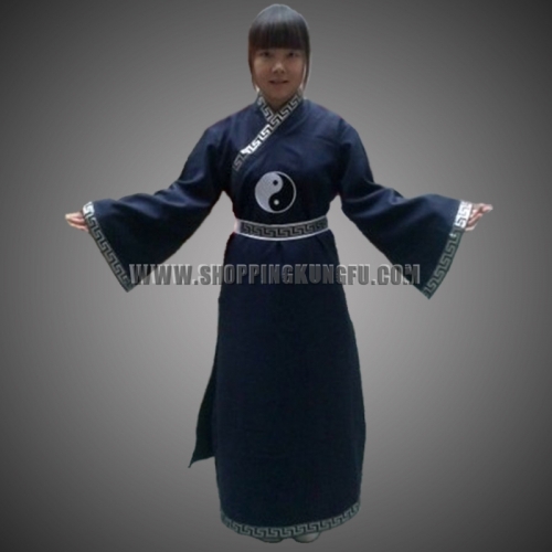 Custom Made Beautiful Wudang Taoist Priest Long Kung fu Robe with Belts and Embroidery of Taoism Culture