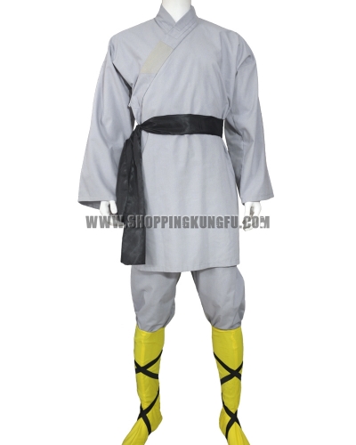 Gray cotton shaolin monk training suit