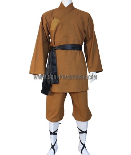 earthy brown cotton shaolin monk suit