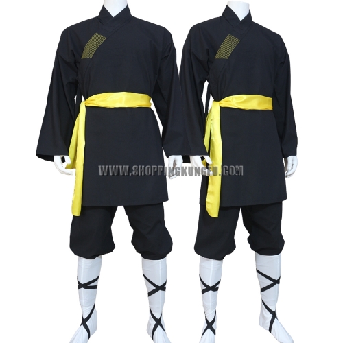 Black Cotton Shaolin Monk Robe Kung fu Wushu Suit