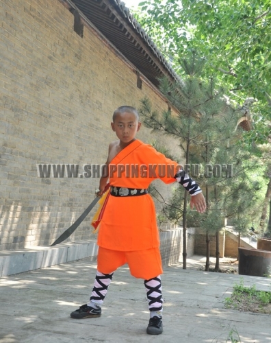 Orange Polyestr Shaolin Kung fu Competition Uniform Martial arts Wushu Suit Full Sizes for Kids Adults