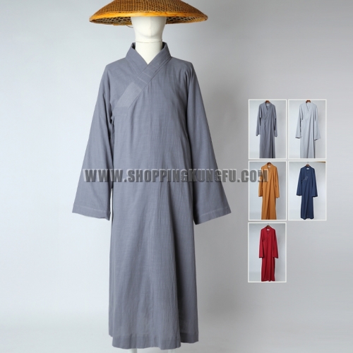 Summer Cotton Linen Buddhist Monk Robe Shaolin Kung fu Uniform Meditation Suit