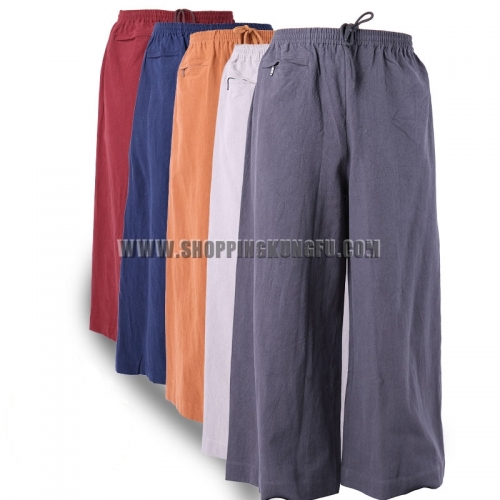 Cotton Buddhist Monk Shaolin Kung fu Pants Qigong Tai Chi Meditation Trousers