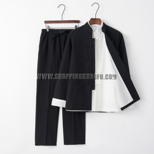 3 Pieces Cotton Kung fu Suit Tai chi Uniform Wing Chun Jacket Pants Wushu Coat