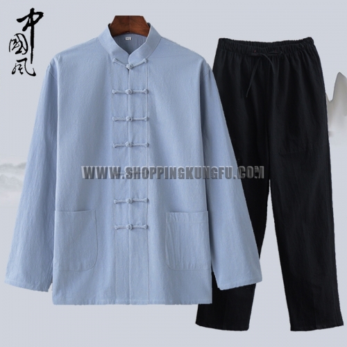 Soft Cotton Linen Chinese Casual Wear Tai Chi Uniform Kung fu Wing Chun Suit