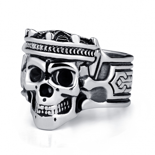 Tattoo Boho Rock Roll kpop Silver Gothic Punk Crown King Skull Big Rotating Bikers Bible Rings Men's & Boys' Jewelry