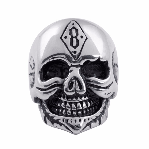 EVBEA Fashion Men Gothic Character Skull Stainless Steel Biker Ring Anarchy Death Skull Ring For Boy Father Birthday Gift