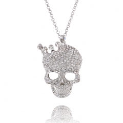 Crystal Rhinestone Necklace Skull Long Choker Hip Hop Party Cool Jewelry for Women and Men