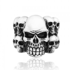 EVBEA Mens Skull Rings Hot Mens Boy Skull Head Ring 316L Stainless Steel Punk Style Ring Lastest Design