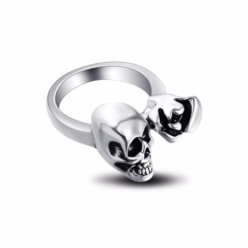 Graduation Pinky Hip Hop Rock Silver Punk Skull Big Adjustable Bikers Motorcycle Rings Men's& Boys' Jewelry