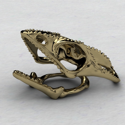 EVBEA Life Size Bronze Chameleon Lizard Skull Adjustable Size 6-9 Finger Ring 2017 Popular Punk Gothic Jewelry Ring