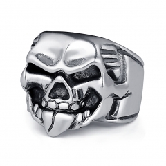 Rock Roll kpop Silver Gothic Punk Mustache Skull Big Adjustable Rotating Bikers Bible Rings Men's & Boys' Jewelry