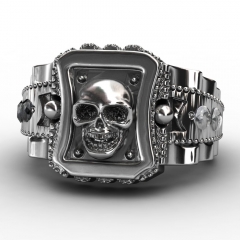 EVBEA 2017 Design Skull Men Ring Zinc Alloy Punk Rock Rings Fashion DIY For Happy NEW Year Gift Bike Rings