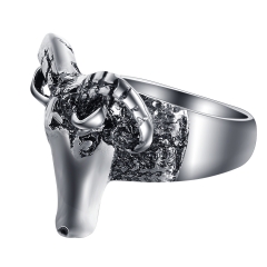 Hip Hop Bijoux Wholesale Men Jewelry Silver Antelope Biker Rings Skull Couple Jewelry Accessories