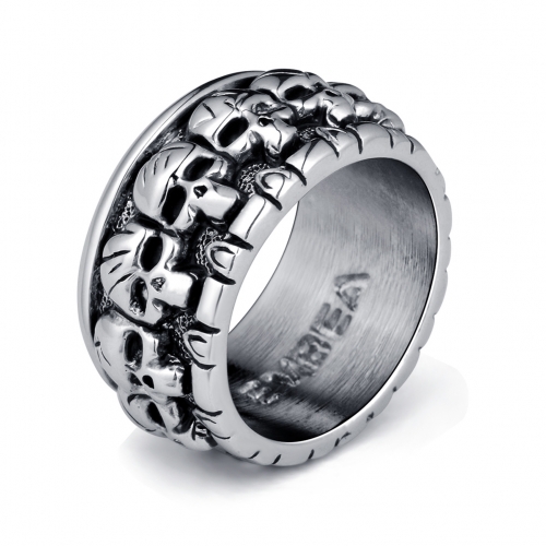 Graduation Rock Roll kpop Silver Gothic Punk Lots of Baby Skulls Big Rotating Bikers Bible Rings Men's & Boys' Jewelry