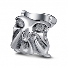 Rock Roll kpop Silver Gothic Punk Square Skull Big Adjustable Rotating Bikers Bible Rings Men's & Boys' Jewelry