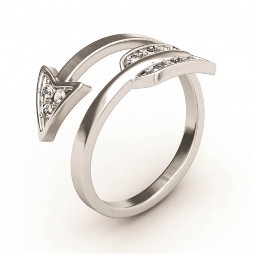 EVBEA Open Arrow Ring Weißgold CZ Kristall Cupid Paar Ringe für Frauen Valentinstag Neueste Design