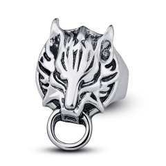 Graduation Hip Hop Rock Silver Punk Skull Adjustable Tiger Rings  Biker Jewelry for Men and Women