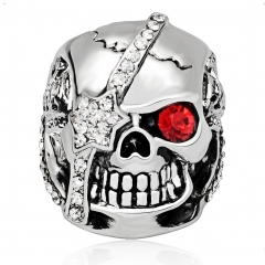 Graduation Fashion Design Gothic Punk Pirate Skull Silver Adjustable Rotating Party Bikers Rings Men's Jewelry with Stones