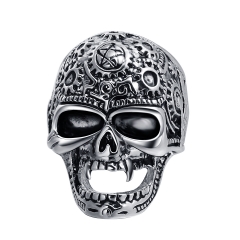 Black Friday Stretch Rock Roll Tattoo Punk Skull Adjustable Silver Couple Rings Men's Party Jewelry Accessories EVBEA R264