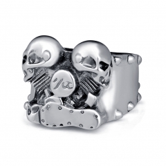 Father's Day Gifts Hip Hop Rock Silver Punk Skull Bijoux Men's Biker Couple Rings Carved Antique Jewelry Accessories