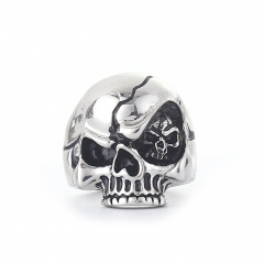 EVBEA Wholesale Cheap Cool Hell Death Skull Ring Man Never Fade Punk Biker Man's High Quality Punk Rock Ring