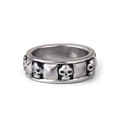 EVBEA Unisex Women's Men's Punk Gothic Titanium Stainless Steel Gothic Punk Biker Ring R235 Size 8-11