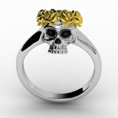 EVBEA  Skull Ring Vintage Wedding Rings For Women Fashion Yellow Flower Jewelry