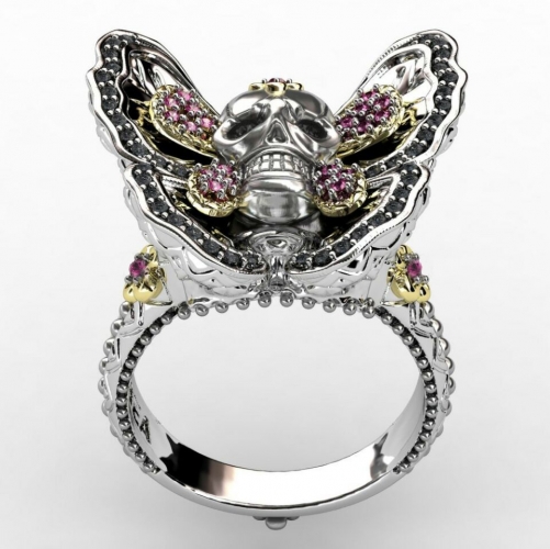 EVBEA Готическое кольцо с черепом, бабочка