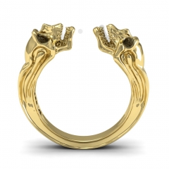 Gemini Skull Gold Two Open Skull Ring Designs Are Bold With Fierce Punk Depth Of The Retro-Style