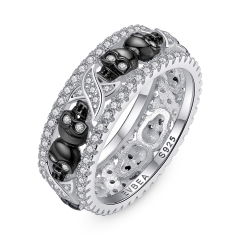 EVBEA Daumenringe für Damen Sterling Silber Promise Engagement Skull Eheringe mit Crystal Birthstone und Zirkonia