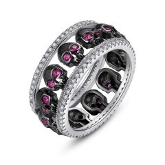 EVBEA Daumenringe für Damen Sterling Silber Promise Engagement Skull Eheringe mit Amethyst Birthstone und Zirkonia