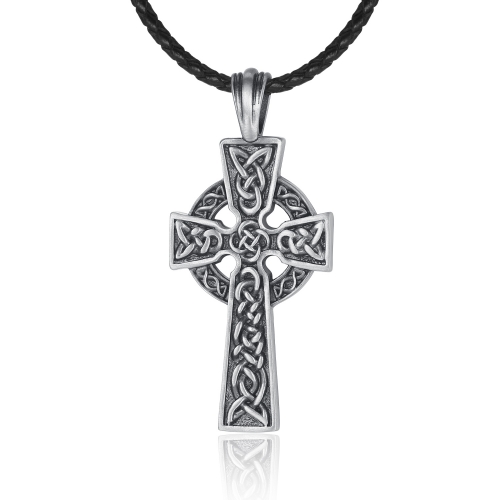EVBEA Mens Croix Collier Pierre Verset Religieux Pendentif Prière avec Boîte De Cadeau De Bijoux Noir