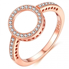 EVBEA Sterling Silver Rings Rose Gold Cubic Zirconia Pave Rigns for Women Crown Promise Rings for Her