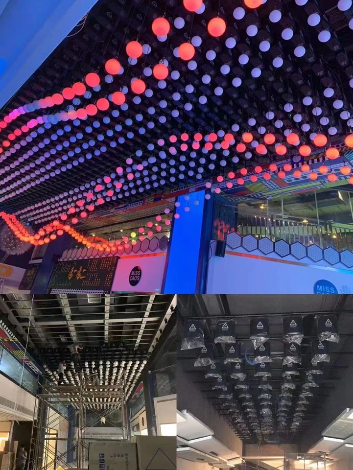 Guangzhou Juchen stage Club Bar Wedding Shopping Mall Led DMX512 Lift Colorful Ball Lights Kinetic Lighting