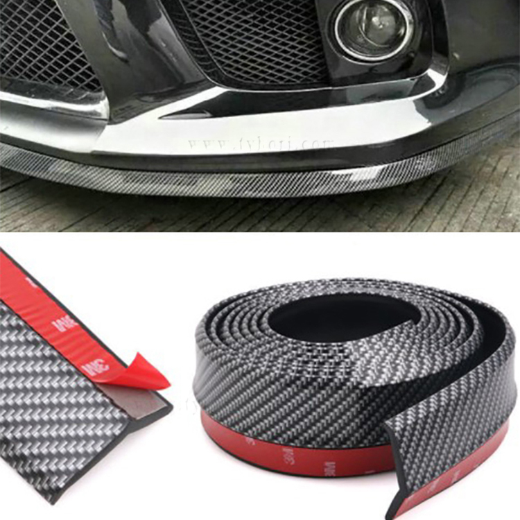 New Design Carbon Fiber Protector Black Bumper Lip Splitter Chin 3m Tape for Front Lip