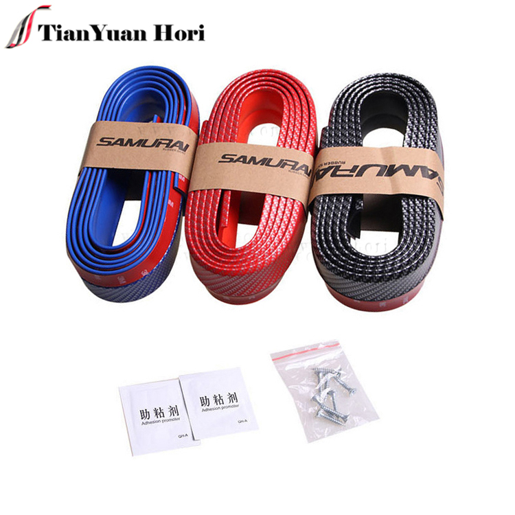 Universal Carbon Fiber rubber Car Lip Chin Sticker Spoiler with 2.5m Front Lip