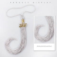 Single Color Graduation Tassel-Silver with Year Charm